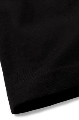 Kids' T-shirt in cotton jersey with squared logo print, Black