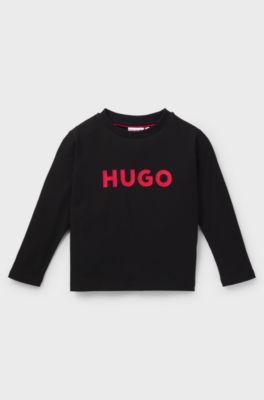 Kids' long-sleeved T-shirt in cotton with logo print, Black