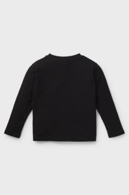 Kids' long-sleeved T-shirt in cotton with logo print, Black