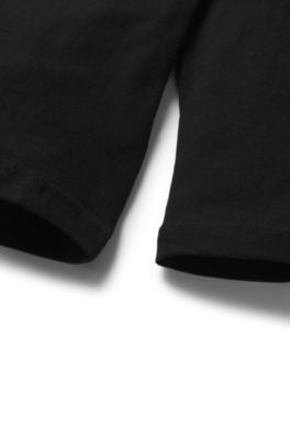 キッズ ロングスリーブTシャツ コットン ロゴプリント, ブラック
