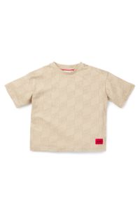 Katoenen T-shirt voor kinderen met tweedelige logoprint, Lichtbeige