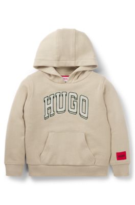 Kids' cotton-blend hoodie with seasonal logo, Light Beige