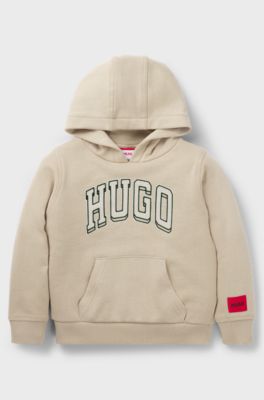 Kids' cotton-blend hoodie with seasonal logo, Light Beige