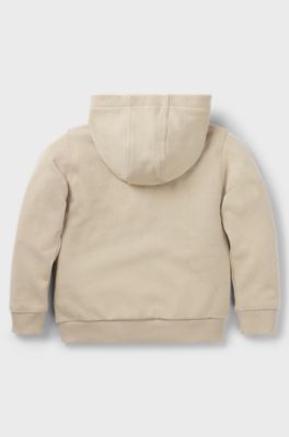 Kids' cotton-blend hoodie with seasonal logo, Light Beige