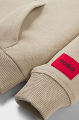 Kids' cotton-blend hoodie with seasonal logo, Light Beige