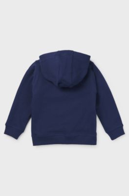 Kids' cotton-blend hoodie with stacked logo, Dark Blue