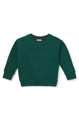 Kids' cotton-blend sweatshirt with embroidered logo, Green