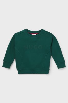 Kids' cotton-blend sweatshirt with embroidered logo, Green