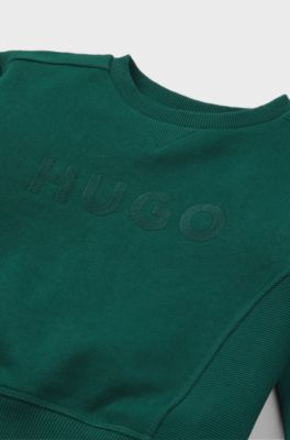 Kids' cotton-blend sweatshirt with embroidered logo, Green