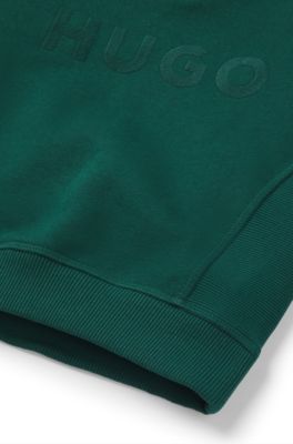 Felpa per bambini in misto cotone con logo ricamato, Verde
