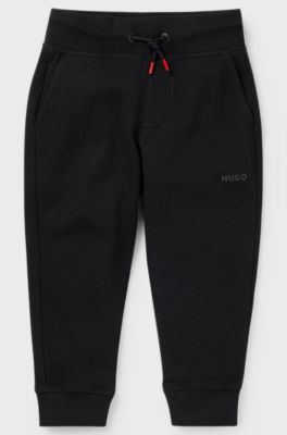 Kids' cotton-blend tracksuit bottoms with logo print, Black