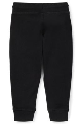 Kids' cotton-blend tracksuit bottoms with logo print, Black