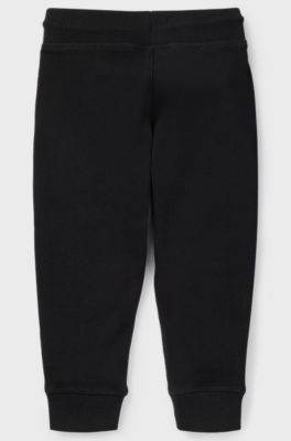 Kids' cotton-blend tracksuit bottoms with logo print, Black