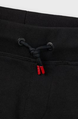 Kids' cotton-blend tracksuit bottoms with logo print, Black