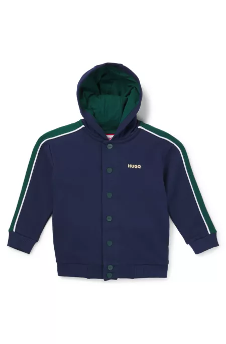 Sweat à capuche zippé pour enfant, avec passepoil et logo