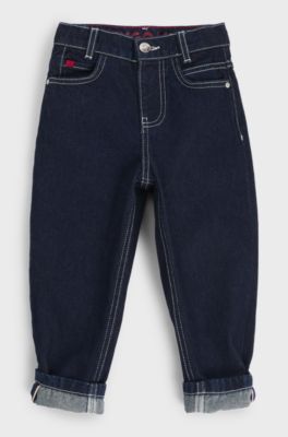 Kids' loose-fit jeans in blue rinse-washed denim, Dark Blue