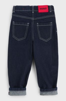 Kids' loose-fit jeans in blue rinse-washed denim, Dark Blue