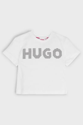 Kids' T-shirt in cotton with studded logo, White