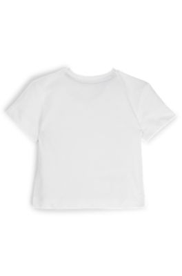 Kids' T-shirt in cotton with studded logo, White