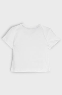 T-shirt en coton pour enfant avec logo clout&eacute;, Blanc