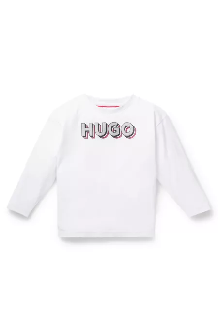 T-shirt à manches longues en coton pour enfant, avec logo à effet brillant