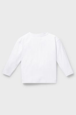 Kids-Longsleeve aus Baumwolle mit Glitzer-Logo, Wei&szlig;