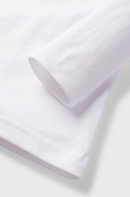 Camiseta de manga larga de algod&oacute;n para ni&ntilde;os con logo de efecto reluciente, Blanco