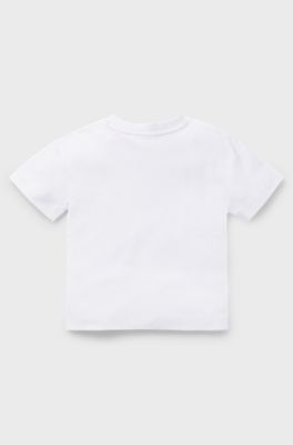 Kids T-shirt in cotton with floral stacked-logo print, White