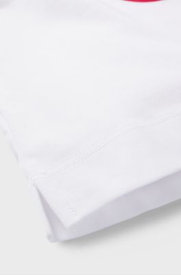 Kids T-shirt in cotton with floral stacked-logo print, White