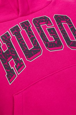 Kids' cotton-blend hoodie with varsity-style logo, Pink