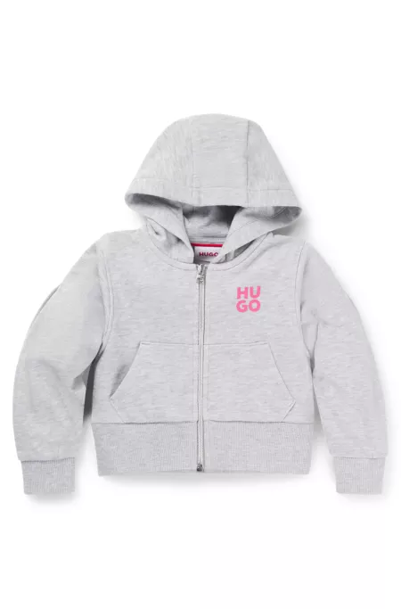 Sweat à capuche zippé en coton mélangé pour enfant, avec logos imprimés