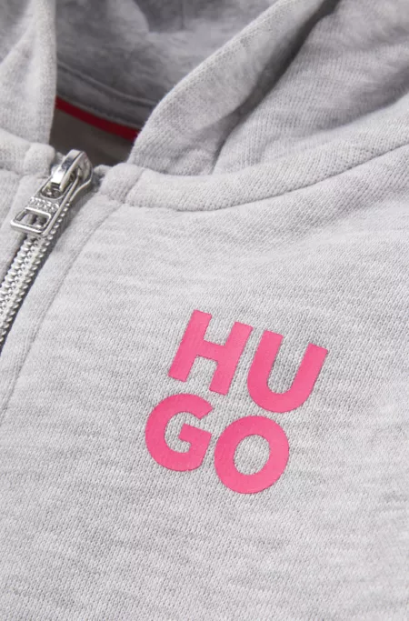 Sweat à capuche zippé en coton mélangé pour enfant, avec logos imprimés