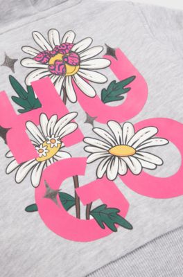 Sudadera de cremallera con capucha para ni&ntilde;os de algod&oacute;n con logos estampados, Gris claro