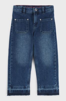 Kids' relaxed-fit jeans in blue stretch denim, Blue