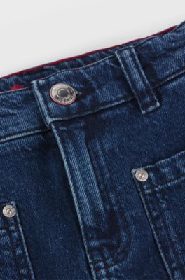 Kids' relaxed-fit jeans in blue stretch denim, Blue