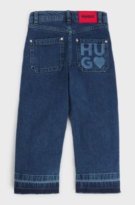 Kids' relaxed-fit jeans in blue stretch denim, Blue