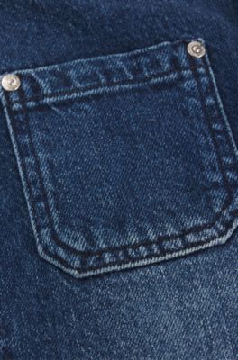 Kids' relaxed-fit jeans in blue stretch denim, Blue