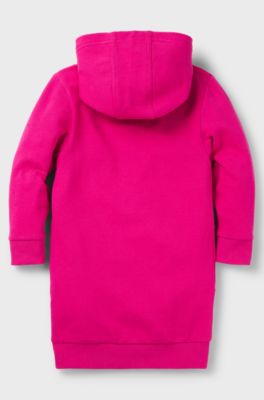 Felpa con cappuccio lunga per bambini con logo stile college, Rosa