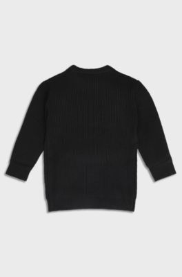 Kids' knitted sweater dress with studded logo, Black