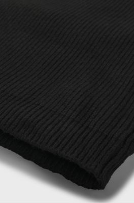 Vestito stile maglione da bambina con logo borchiato, Nero