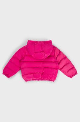 Doudoune &agrave; capuche pour enfant avec logo imprim&eacute; brillant, Rose