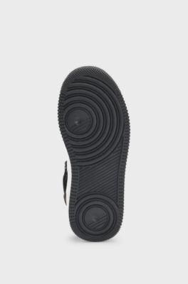 Kids' trainers in mixed materials with mesh trims, White