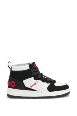 Sneakers per bambini in materiali misti con rifiniture in mesh, Bianco