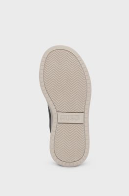 Kids' trainers in mixed materials with nappa leather, Black