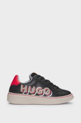 Kids' trainers in mixed materials with nappa leather, Black