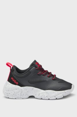 Kids' trainers in ripstop fabric and faux nubuck, Black