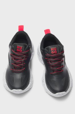 Kids' trainers in ripstop fabric and faux nubuck, Black