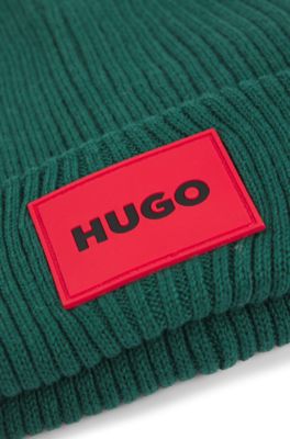 키즈 레드 로고 라벨 니트 비니, 그린