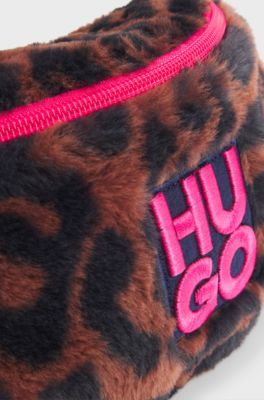 Kids' belt bag in cheetah-patterned faux fur, Pink