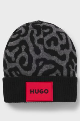 Kids' beanie hat with jacquard-woven cheetah pattern, Patterned